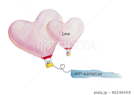 Colorful beautiful pink air balloon heart. Abstract watercolor paintings Colorful beautiful pink air balloon heart. Abstract watercolor paintings 90246459