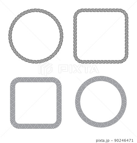 Ziczac line boarder circle pattern frame vector illustration set Ziczac line boarder circle pattern frame vector illustration set 90246471