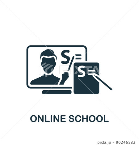 Online School icon. Monochrome simple Quarantine icon for templates, web design and infographics 90246532