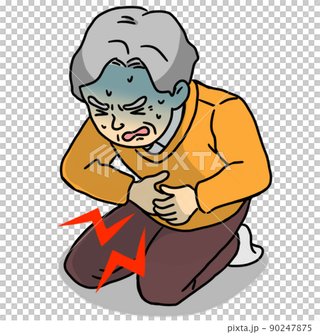 腹痛で苦しむおじいちゃん 90247875