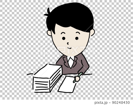 A businessman struggling at the desk 90248430