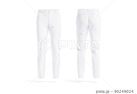 Blank white man pants mockup, front and back view 90249024