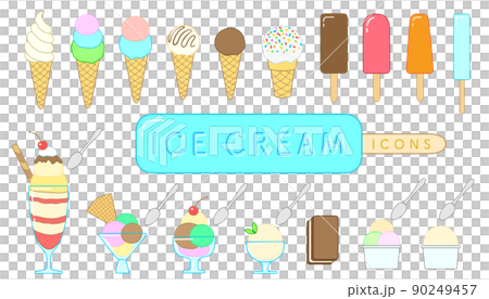 Ice cream soft serve ice lolly parfait icon set - Stock Illustration ...