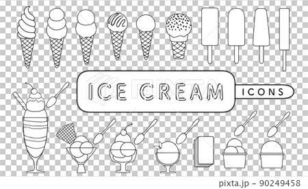 アイスクリーム ソフトクリーム アイスキャンディー パフェ アイコン セット アイスクリーム ソフトクリーム アイスキャンディー パフェ アイコン セット 90249458