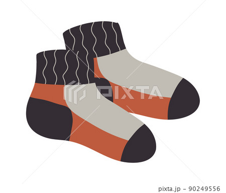 Cotton and woolen socks. Stylish clothing items. Vector knitwear trendy sock collection 90249556