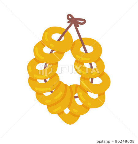 Bread Ring or Bagel on Rope as Russian Baked Pastry and Treat Vector Illustration 90249609