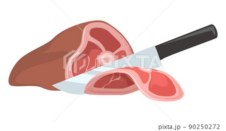 Meat chopping with butcher knife vector isolated 90250272