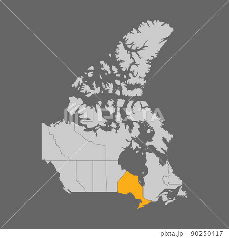 Ontario province highlighted on the map of Canada 90250417