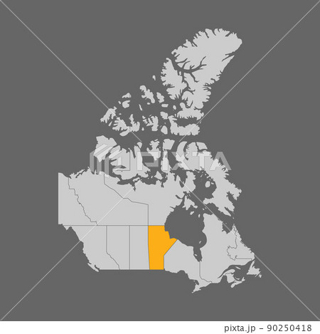 Manitoba province highlighted on the map of Canada Manitoba province highlighted on the map of Canada 90250418