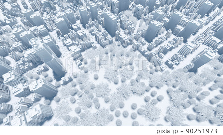 Aerial view abstract modern white city downtown 3D Aerial view abstract modern white city downtown 3D 90251973
