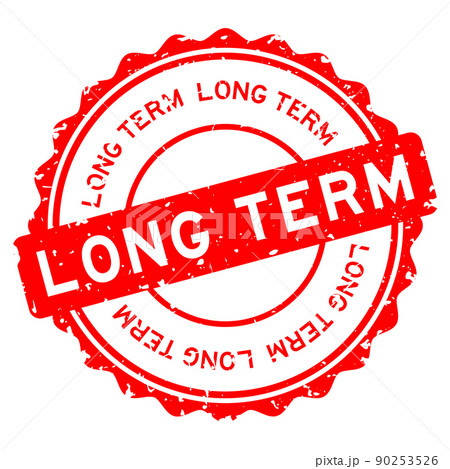 Grunge red long term word round rubber seal stamp on white background 90253526