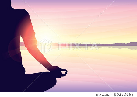 mediating person on the beach at sunset 90253665