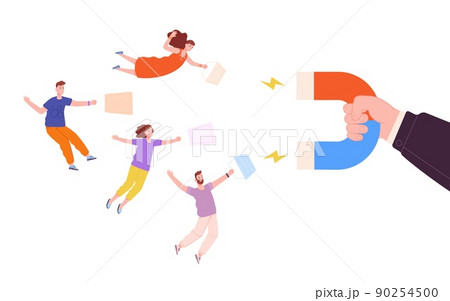 Magnet attract customers. Client attraction business market magnetic target customer, pull crowd capture audience advertise brand internet marketing 90254500
