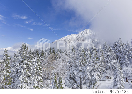新穂高ロープウェイ 雪山 山頂展望台 穂高連峰 岐阜県 新穂高ロープウェイ 雪山 山頂展望台 穂高連峰 岐阜県 90255582