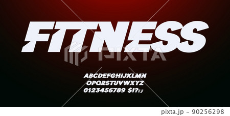 Sport font, bold italic alphabet. Letters and numbers set for modern dynamic headline and logo. Vector typographic design 90256298