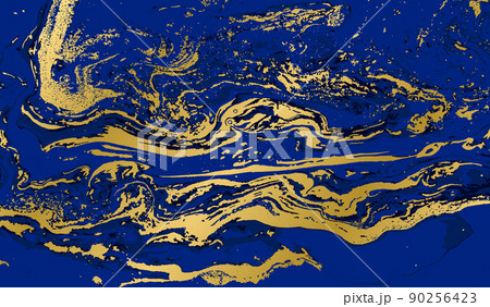 Vector marble blue and gold texture 90256423
