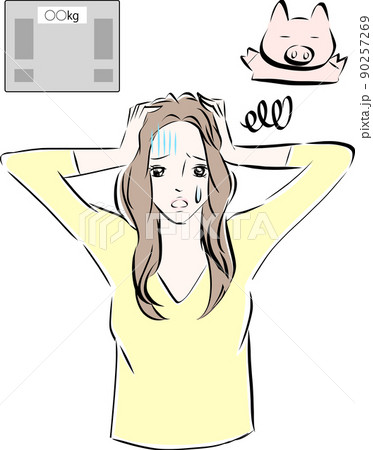 太ってショックを受ける女性 90257269