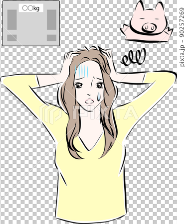 太ってショックを受ける女性 90257269