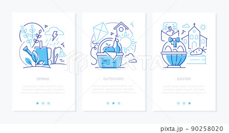 Easter spring holiday - line design style banners set 90258020