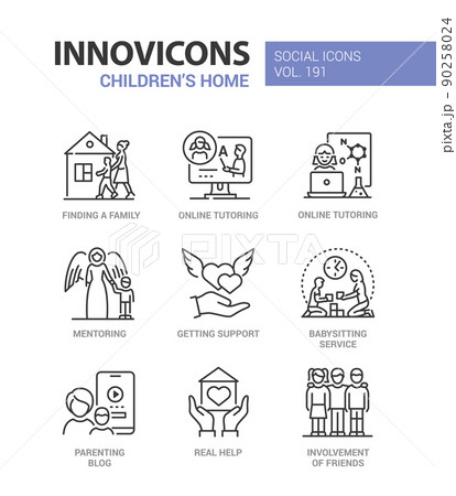 Home for children and adoption - line design style icons set 90258024