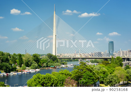 The Ada Bridge is a cable-stayed bridge over the Sava river in Belgrade, Serbia. 90258168