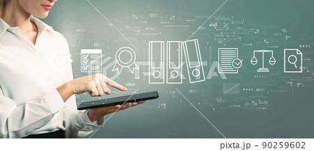 Compliance theme with business woman using a tablet 90259602