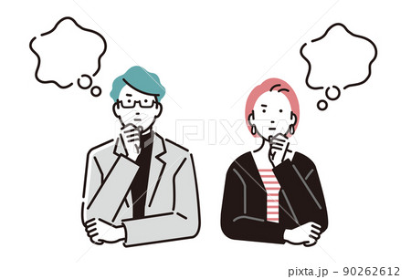 人物 考えるクリエイター男女 90262612