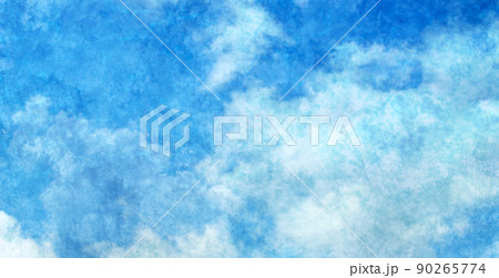 和紙のような質感 印象派の青空 水彩 背景テクスチャ 90265774