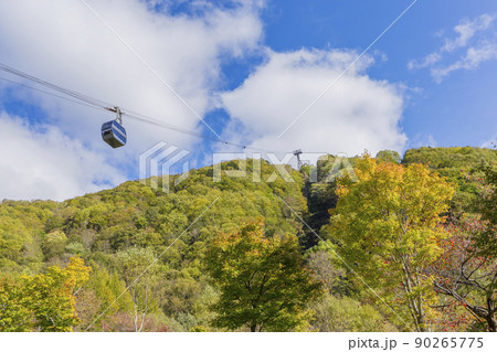 新穂高ロープウェイからの展望 　紅葉　ロープウェイ　穂高連峰　雪山　雪景色 90265775