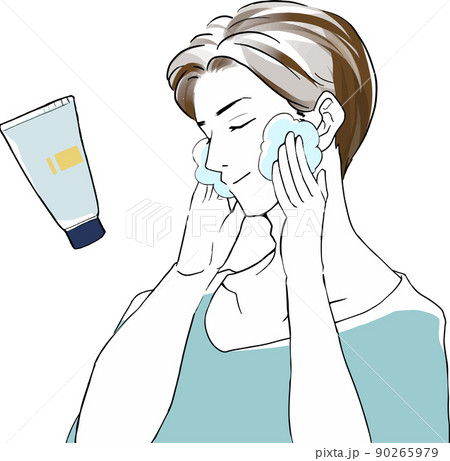洗顔をする若い男性と洗顔クリーム ベクターイラスト 洗顔をする若い男性と洗顔クリーム ベクターイラスト 90265979