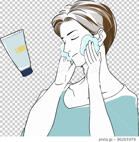 洗顔をする若い男性と洗顔クリーム ベクターイラスト 洗顔をする若い男性と洗顔クリーム ベクターイラスト 90265979
