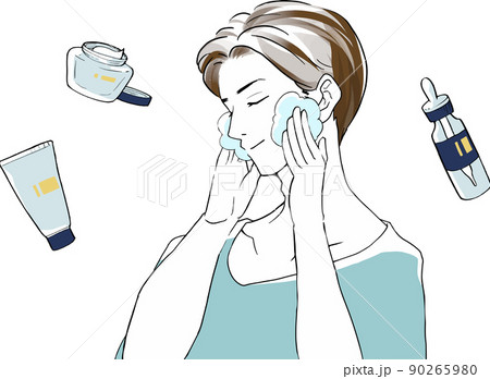 洗顔をする若い男性 化粧品セット ベクターイラスト 洗顔をする若い男性 化粧品セット ベクターイラスト 90265980