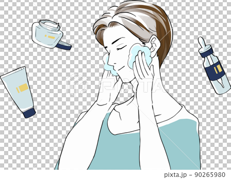 洗顔をする若い男性 化粧品セット ベクターイラスト 洗顔をする若い男性 化粧品セット ベクターイラスト 90265980