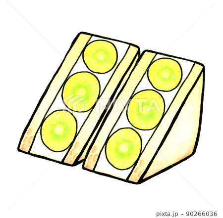 マスカットのフルーツサンド2個セット　スイーツ・カフェメニューの手描きイラスト素材 90266036