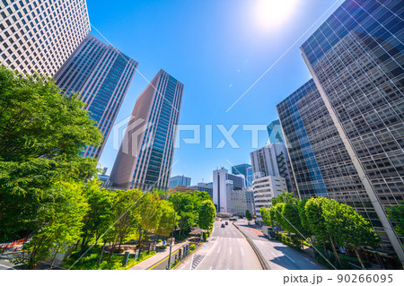 日本の東京都市景観　霞が関の超高層ビル群などを望む 90266095
