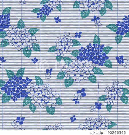 簾越しの紫陽花の柄, 90266546