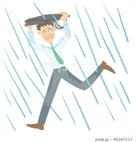 雨の中を走る男性 90267237