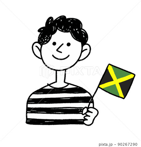 ブラジル　旗　国旗　持つ　イラスト　フラッグ 90267290