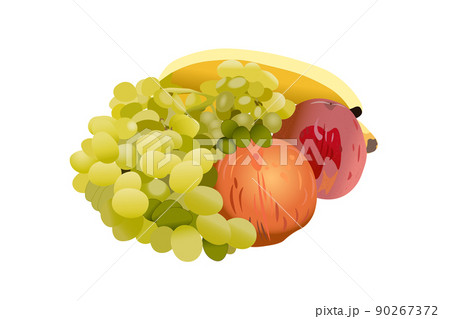 A variety of fruits stacked in a circle on a white background. A variety of fruits stacked in a circle on a white background. 90267372