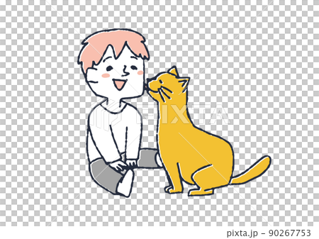 Baby playing with pet cats Happy time with animal family Baby playing with pet cats Happy time with animal family 90267753