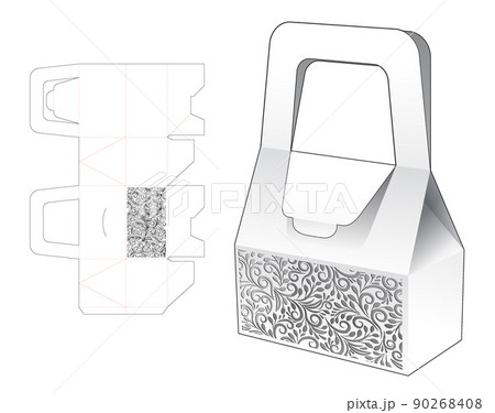 stenciled packaging box die cut and 3D mockup stenciled packaging box die cut and 3D mockup 90268408