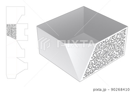 stenciled packaging box die cut and 3D mockup stenciled packaging box die cut and 3D mockup 90268410