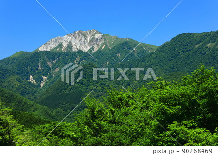 【鳥取県】快晴の大山と新緑（奥大山） 90268469