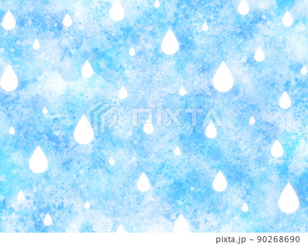 雨　雫　梅雨　雨粒　粒　夏　背景素材　背景　壁紙　水彩　水彩画　手描き　ペイント　テクスチャ　素材 90268690