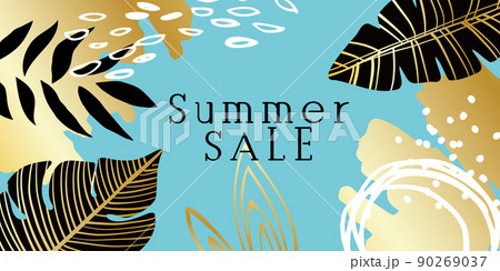 夏　ヤシ　リゾートイラスト　ゴールド 90269037