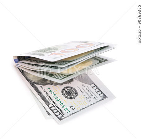 Stack of one hundred dollar bills close-up. Stack of one hundred dollar bills close-up. 90269355