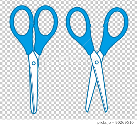 Two kinds of scissors illustration line drawing blue Two kinds of scissors illustration line drawing blue 90269510