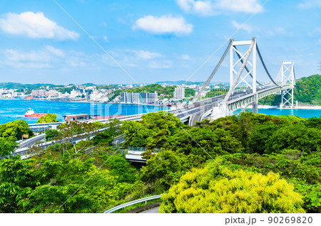 福岡県北九州市 関門橋 ~和布刈公園 第2展望台から~ 福岡県北九州市 関門橋 ~和布刈公園 第2展望台から~ 90269820
