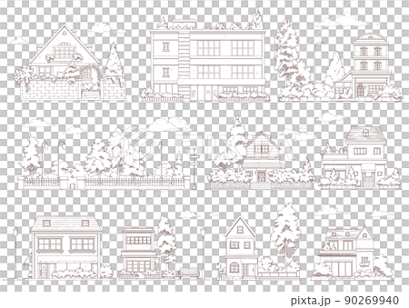 Western-style cityscape line drawing Western-style cityscape line drawing 90269940