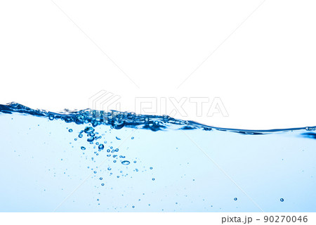 Light blue water wave with air bubbles and a little bit splashed underwater 90270046